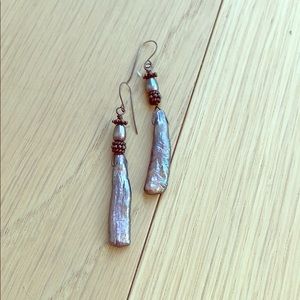 Purple and gray freshwater pearl earrings